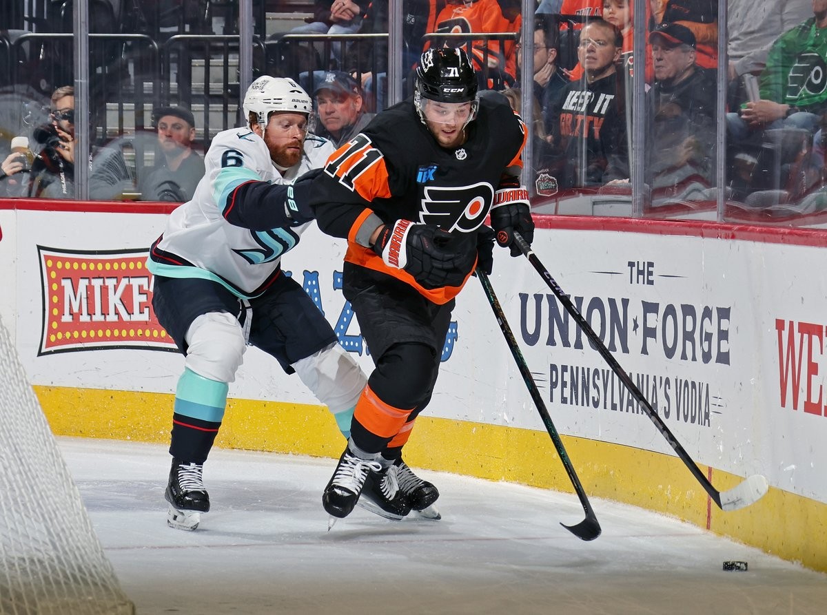 Philadelphia Flyers' Tyson Foerster vs. Seattle Kraken (Philadelphia Flyers/X)